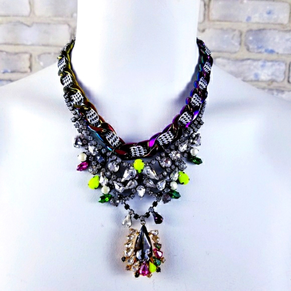 Erickson Beamon Rocks Aurora MetalNecklace Chunky - Picture 2 of 9